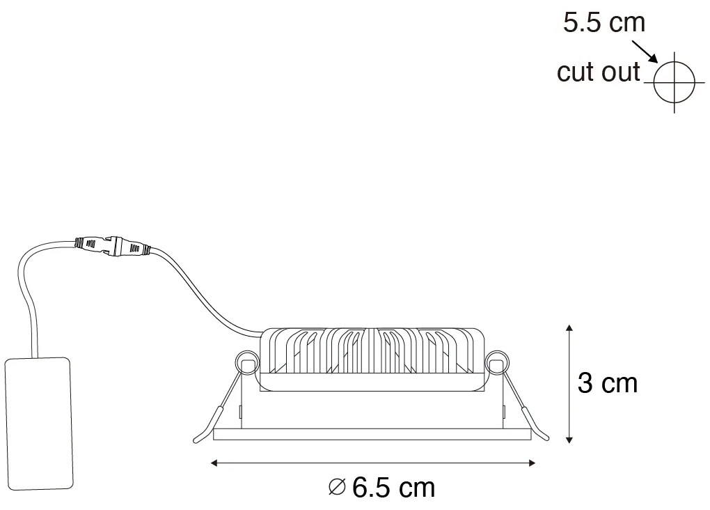 Set van 6 inbouwspots wit kantelbaar 6,5cm incl. LED IP54 ultra slim - Pupil Binnenverlichting Lamp