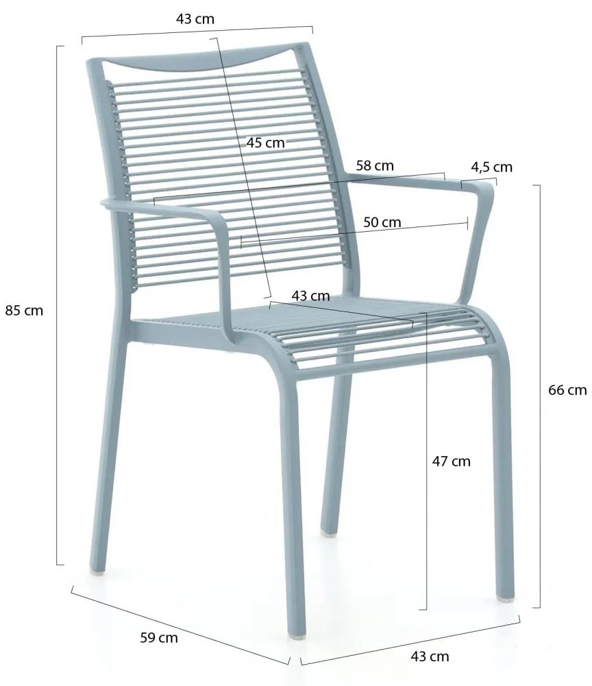 Apple Bee Hawaii/Menzano 160cm dining tuinset 5-delig stapelbaar