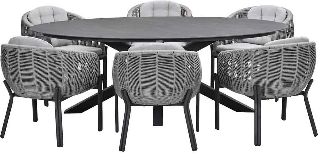 Garden Impressions Padula tuinset 7-delig - Scot tuintafel Napoli grey 230x115 cm