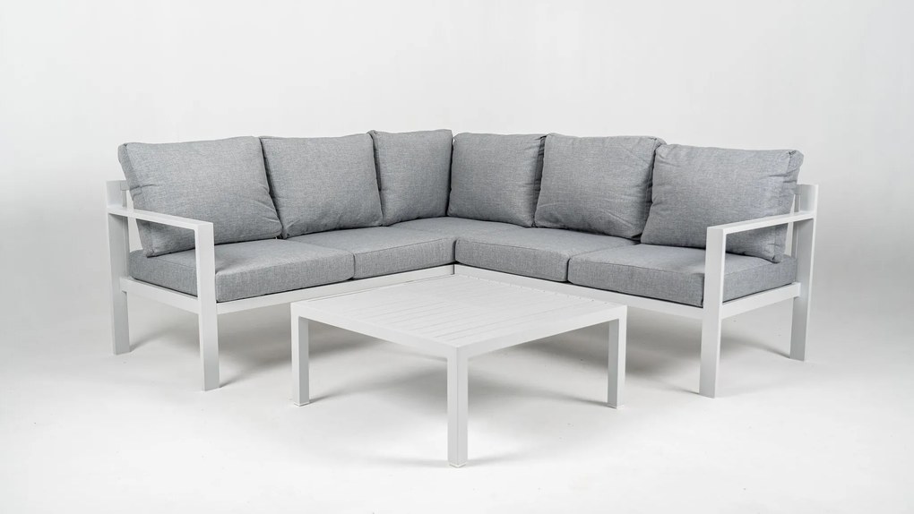 DATHO OUTDOOR Hoek Loungeset - Hawaii - Aluminium - Datho Outdoor - Wit/Lichtgrijs
