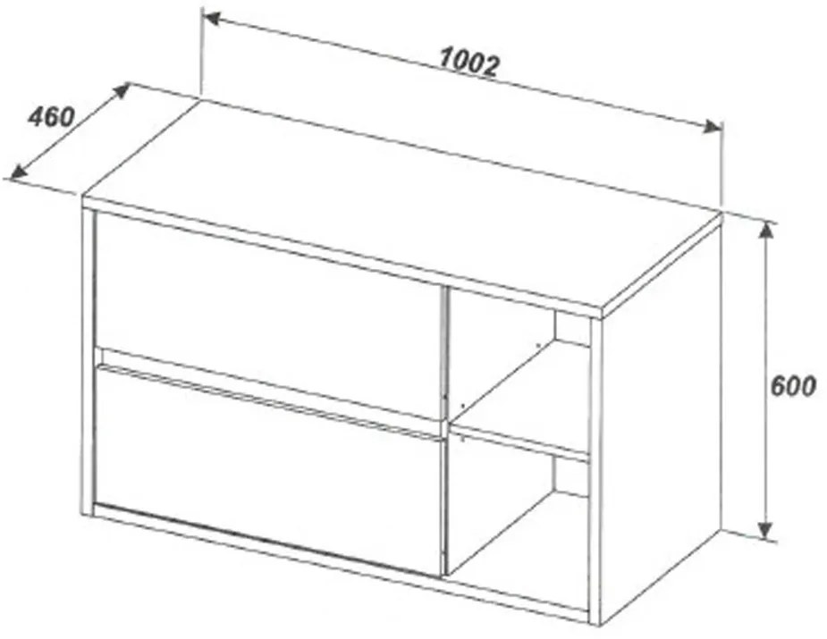 Comad Hampton Concrete 824 FSC onderkast 100cm eiken/grijs