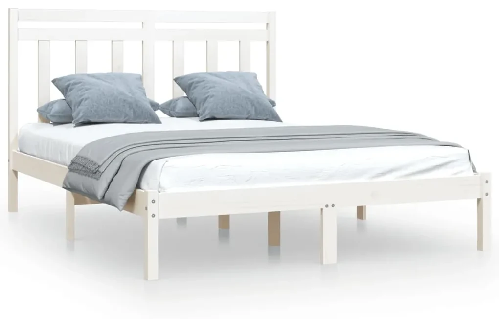 vidaXL Bedframe massief hout wit 140x190 cm