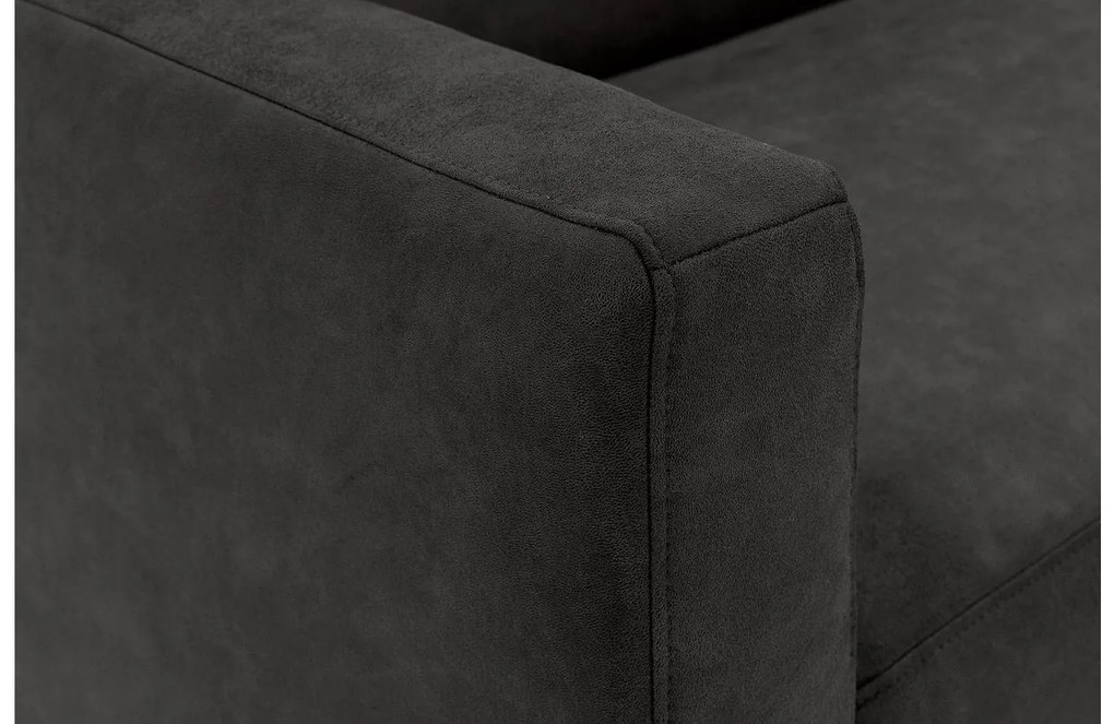 Goossens  Key West antraciet, micro leer, 2-zits, modern design met ligelement rechts