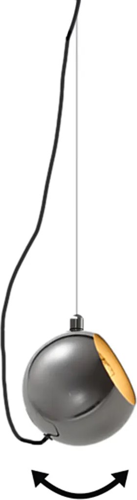 Design hanglamp zwart chroom voor railsysteem 1-fase - Slimline Sara
