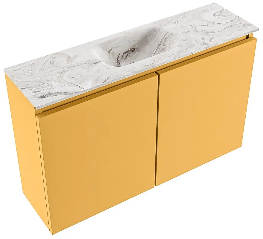 Mondiaz Ture DLux toiletmeubel 80cm ocher met wastafel glace midden met kraangat