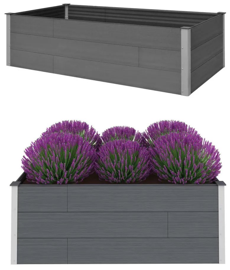 vidaXL Plantenbak verhoogd 200x100x54 cm HKC grijs