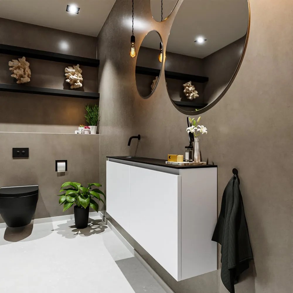 Mondiaz Ture 120cm toiletmeubel talc met wastafel urban links geen kraangat