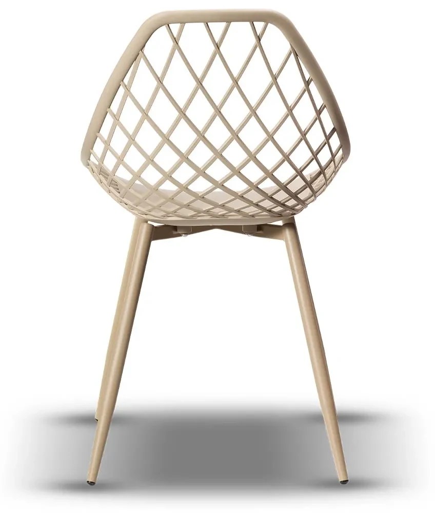 LUGO stoel beige - modern, opengewerkt, voor keuken / tuin / café