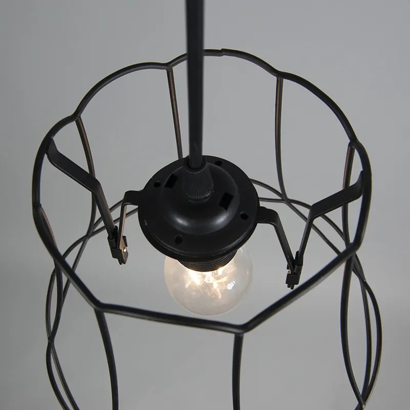 Retro hanglamp zwart 25 cm - Granny Frame
