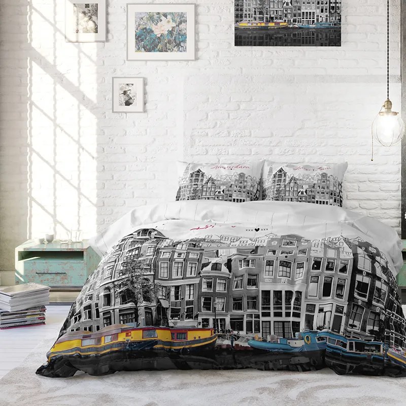 DreamHouse Bedding Old Amsterdam - Grijs Lits-jumeaux (240 x 220 cm + 2 kussenslopen) Dekbedovertrek
