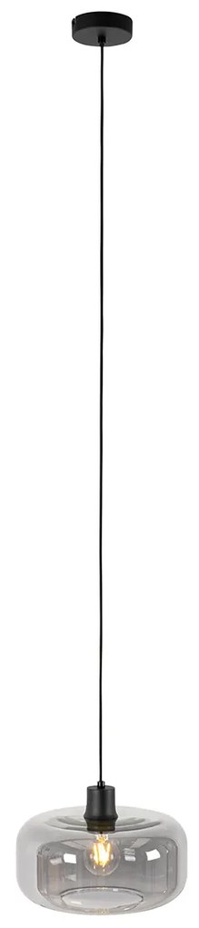 Art deco hanglamp zwart met smoke glas - Bizle