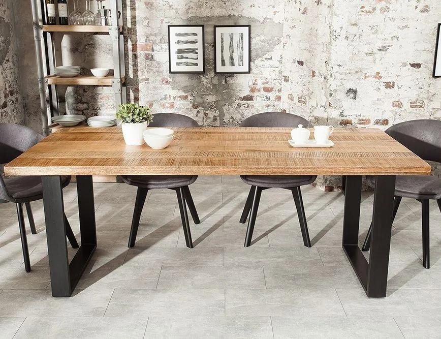 BeMade Furniture | Eettafel Iron Craft lengte 160 cm x breedte 90 cm x hoogte 77 cm naturel eettafels sheeshamhout, metaal meubels tafels