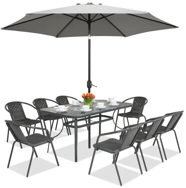 Metalen tuinmeubelen Modena/Bergamo voor 8 personen Garden Point antraciet