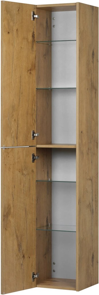 Saqu Salto hoge kast met chromen greep 35x32x180 cm Wild Eiken