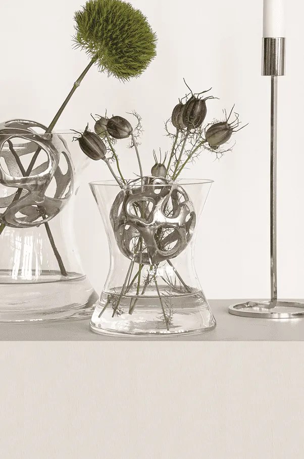 Vaas Baby Bloom - Metaal & Glas - Transparant & Zilver