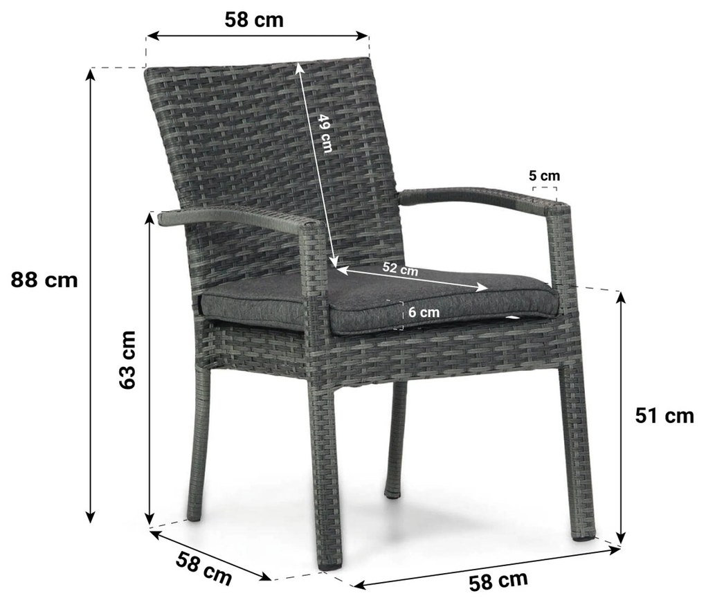 Tuinset 6 personen 217 cm Wicker Grijs Domani Furniture Albergo/Young
