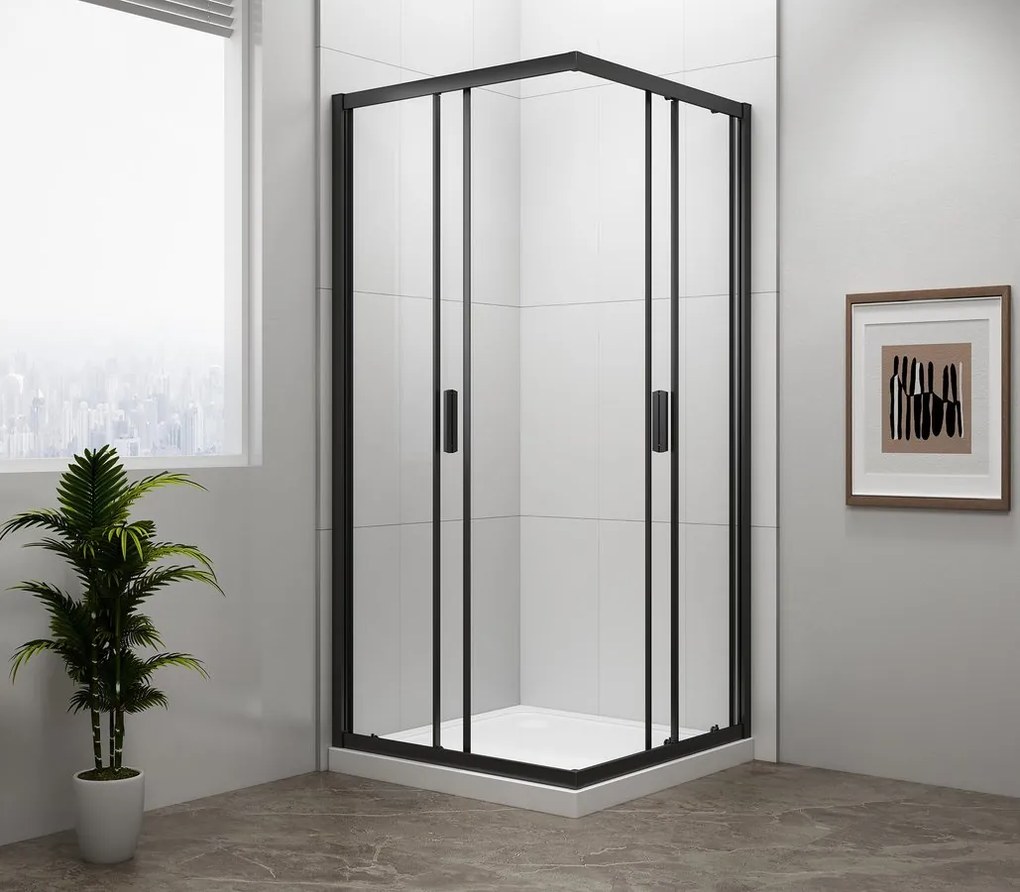 Polysan Easy Black vierkante douchecabine 90x90cm zwart mat