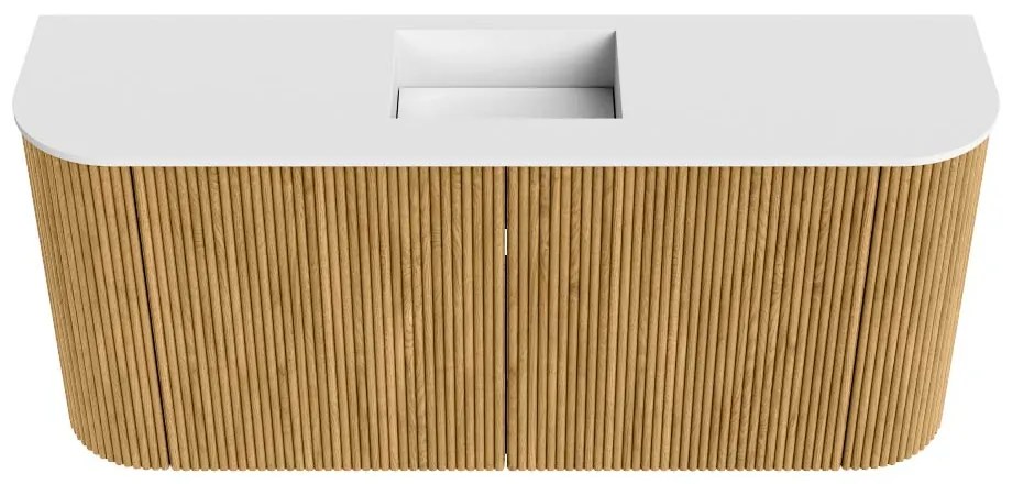 Mondiaz Joya 95cm toiletmeubel ronding links/rechts oak met wastafel faye midden zonder kraangat talc