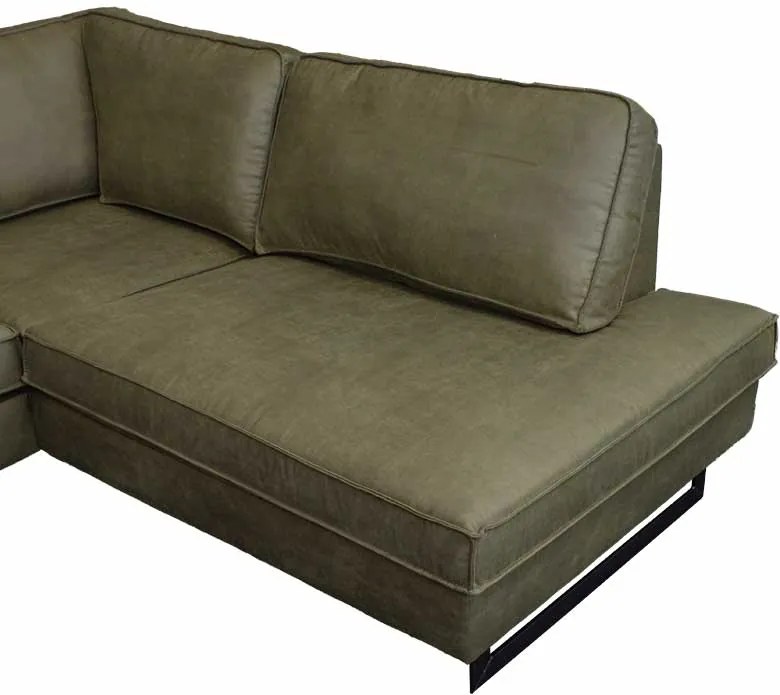 Hoekbank / Loungebank Riverdance | Rechts | Leer Dalton groen 14 | 2,90 x 2,17 mtr