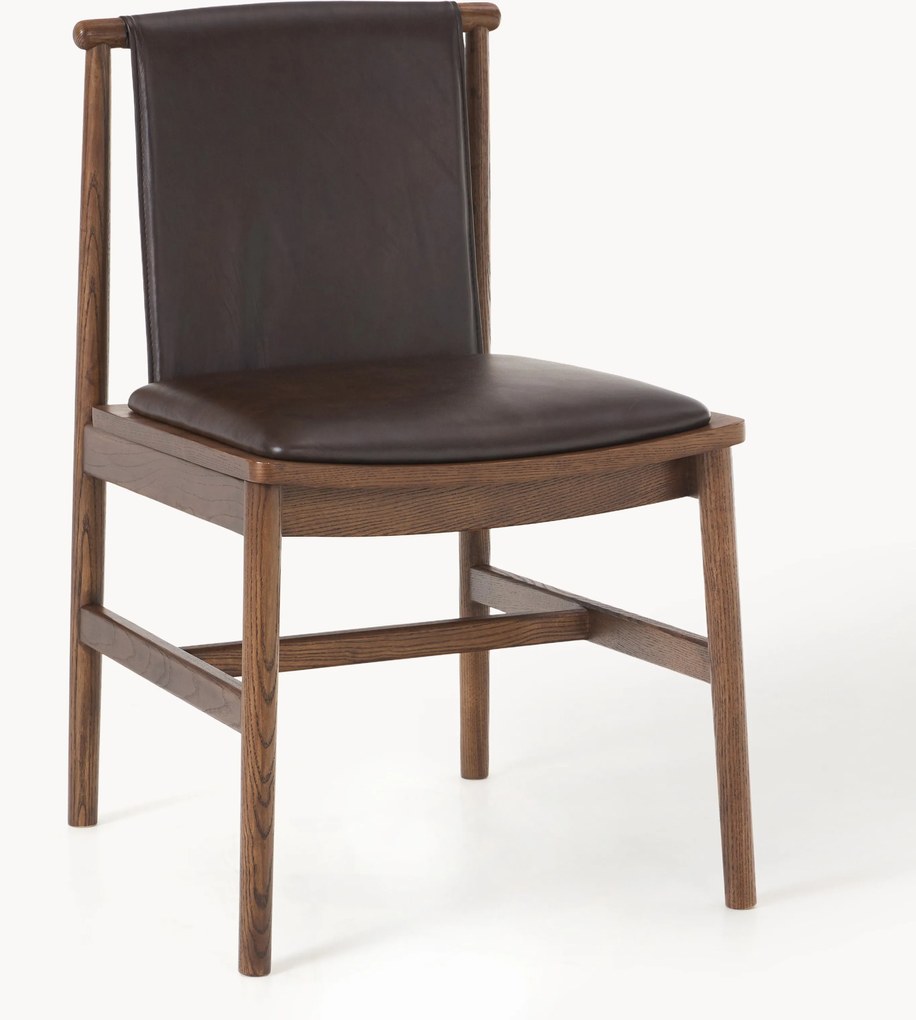 Essenhouten eetkamerstoel Hayo met leren zitvlak