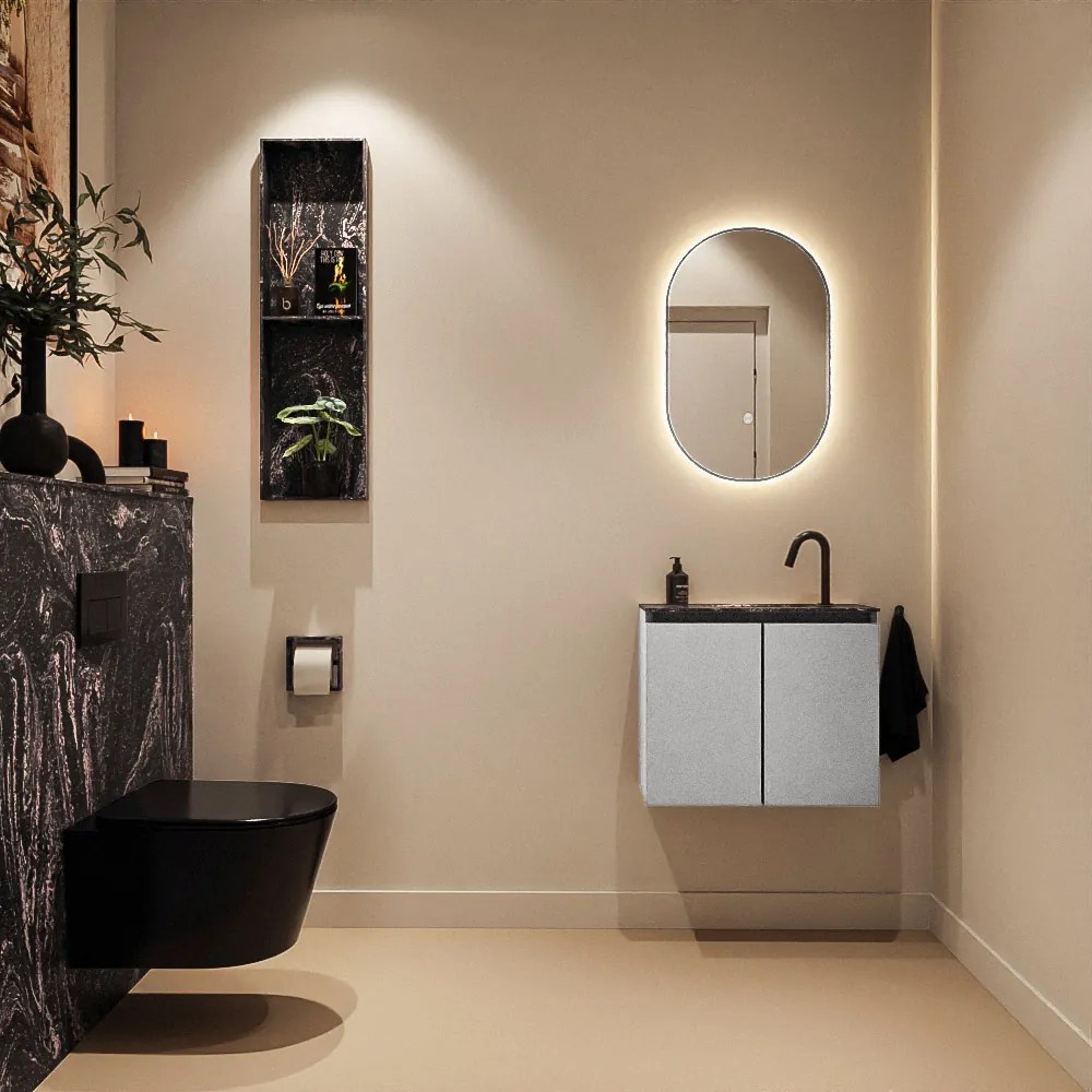 Mondiaz Ture DLux toiletmeubel 60cm plata met wastafel lava midden met kraangat