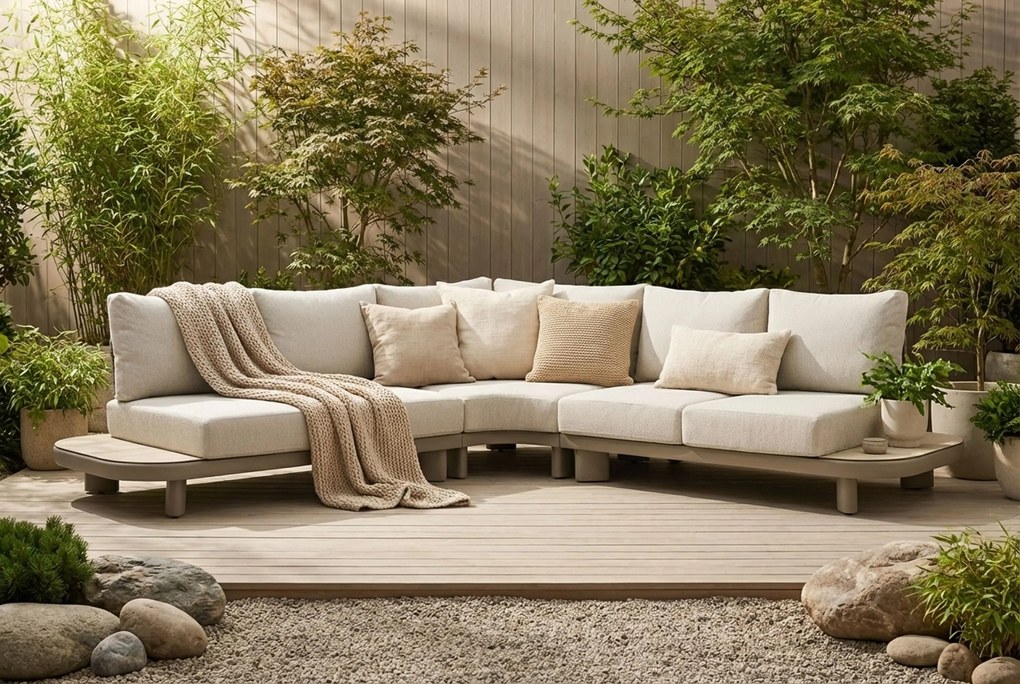 Hoek loungeset 5 personen Aluminium/Rope /Ceramic stone Taupe Santika Furniture Santika