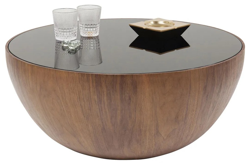 Ronde Bol Salontafel Walnoot - 80 X 80cm.