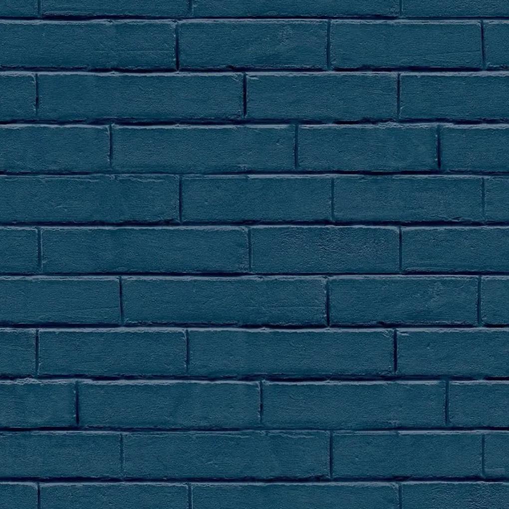Noordwand Good Vibes Behang Brick Wall blauw