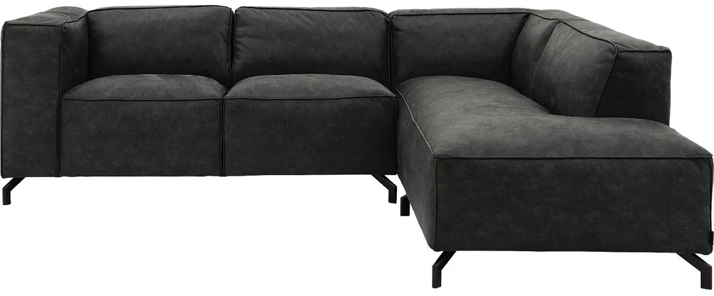 Goossens Bank Calvin grijs, micro leer, 2-zits, modern design met ligelement rechts