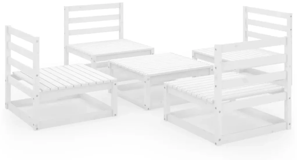 vidaXL 5-delige Loungeset massief grenenhout wit