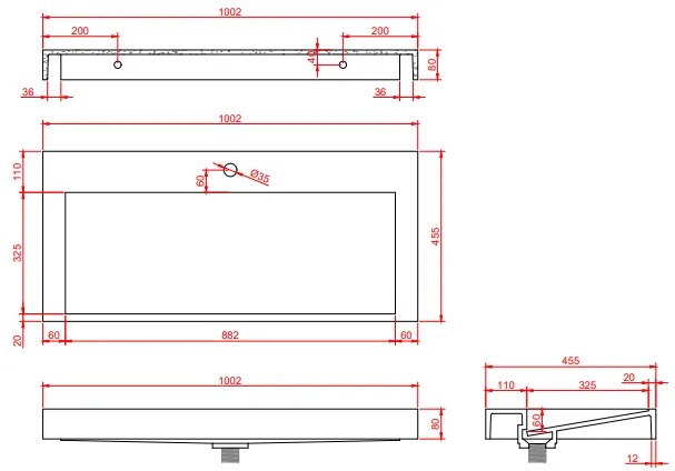 Fontana Gala zwart badmeubel ribbelfront met vrijhangende wastafel 100cm 1 kraangat