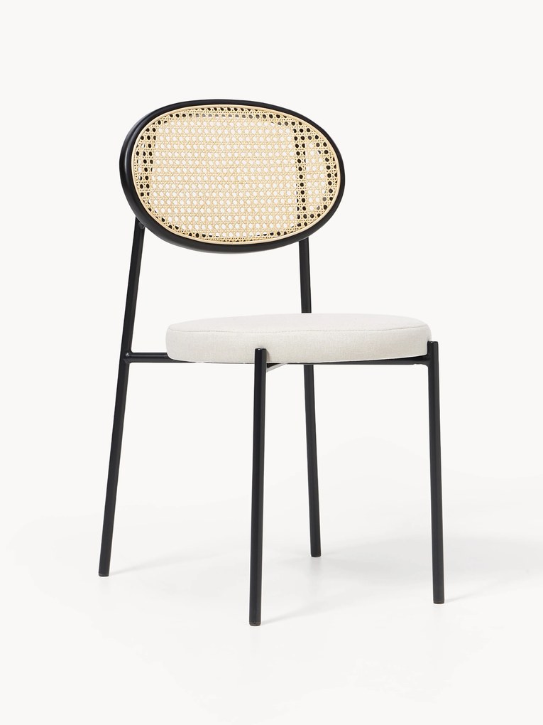 Gestoffeerde eetstoelen Remy met Weens vlechtwerk, 2-delig