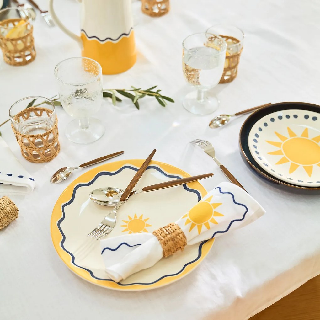 Set van 6 glazen op voet in bubbelglas, Faraji
