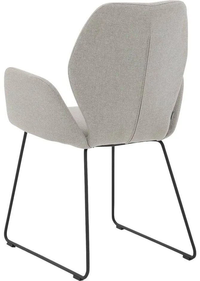 Goossens Eetkamerstoel Hera grijs stof met armleuning, modern design