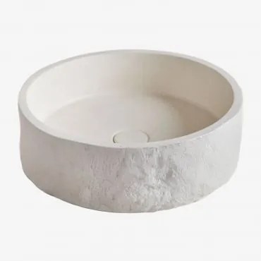 Ronde Wastafel Ø40 Cm In Elbru Cement Gebroken Wit - Sklum