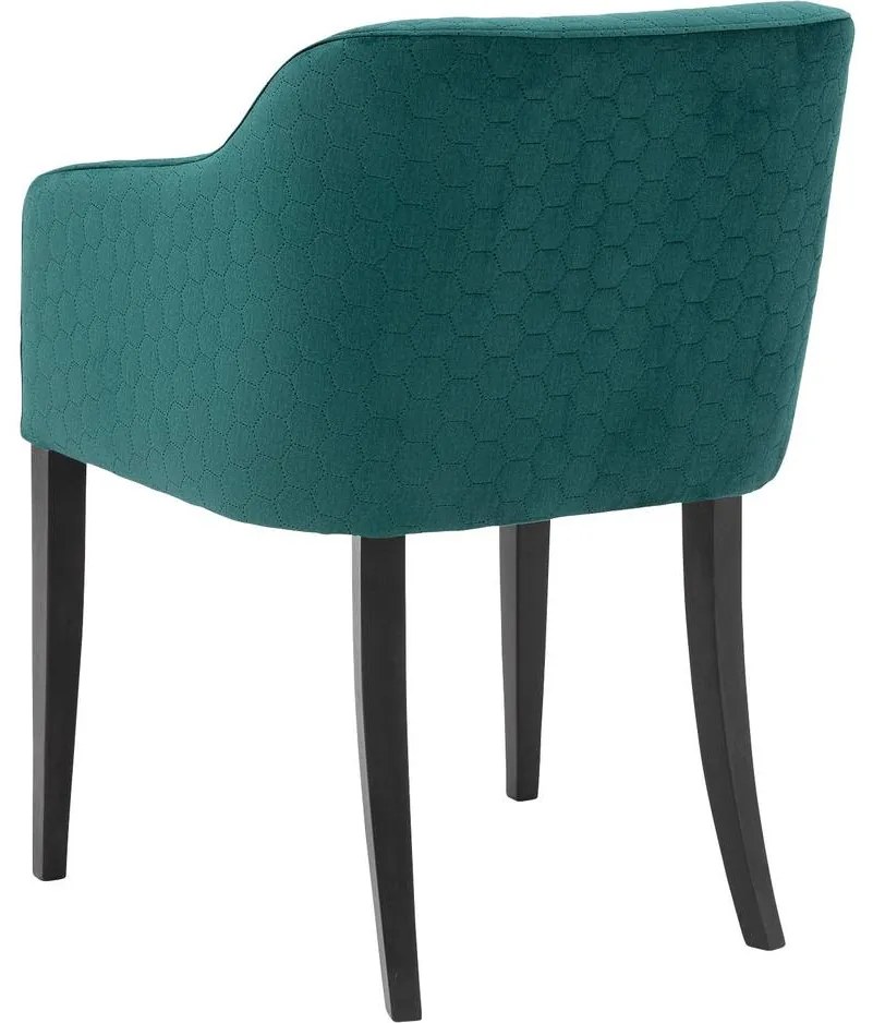 Goossens Eetkamerstoel Peda groen stof met armleuning, elegant chic