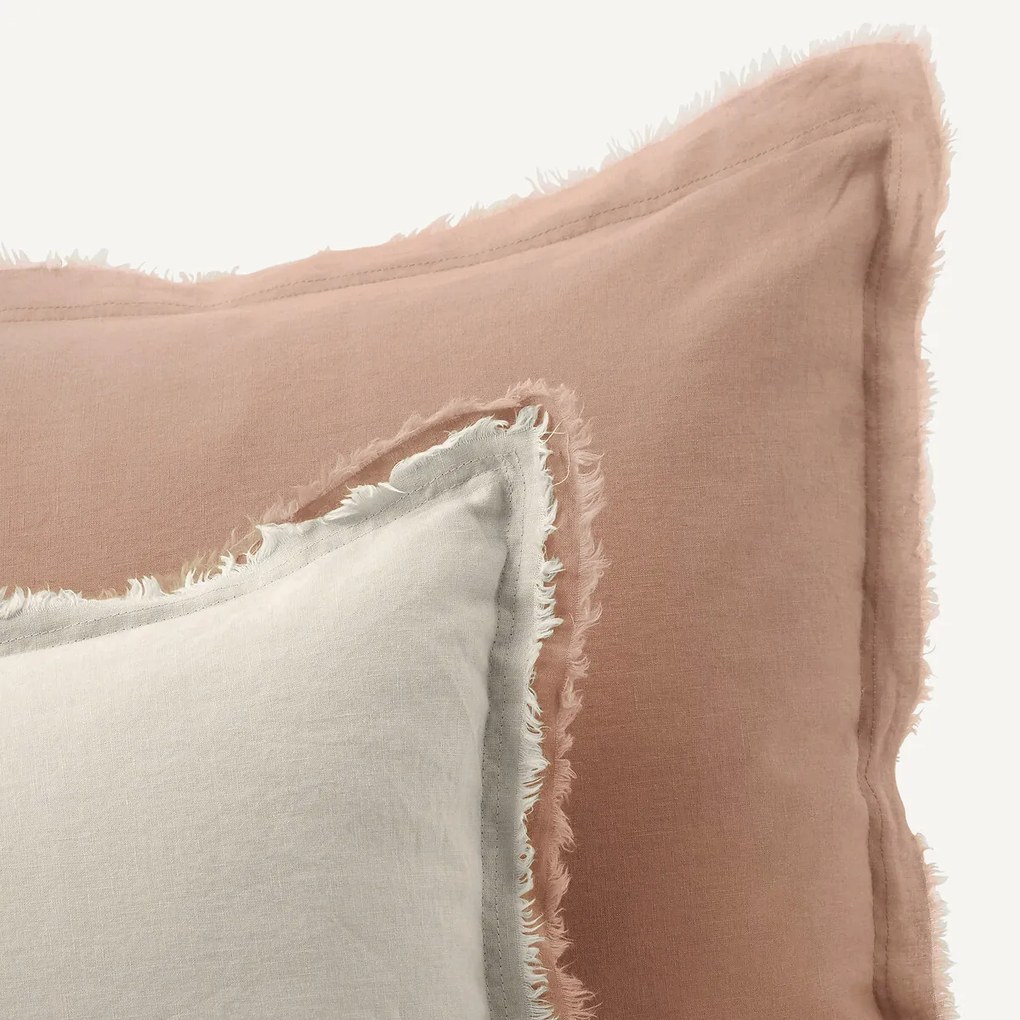Gewassen linnen kussensloop met dubbele franje Alhanasia