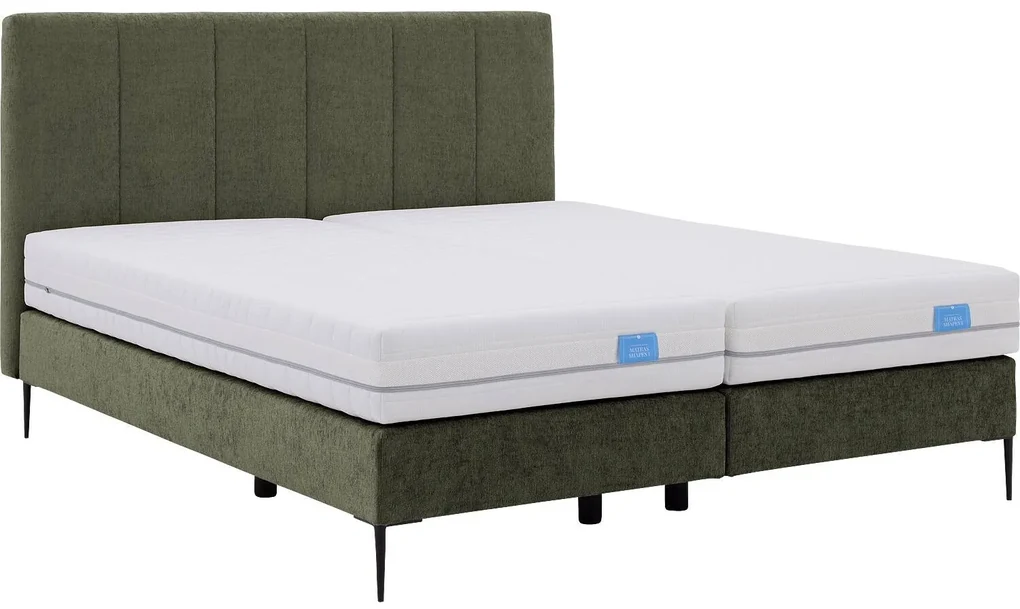 Goossens Boxspring Ease Solid Incl. Matras, Vlak 140 x 200 cm (=2x 70 x 200 cm) met hoofdbord + 2x matras shapes 1