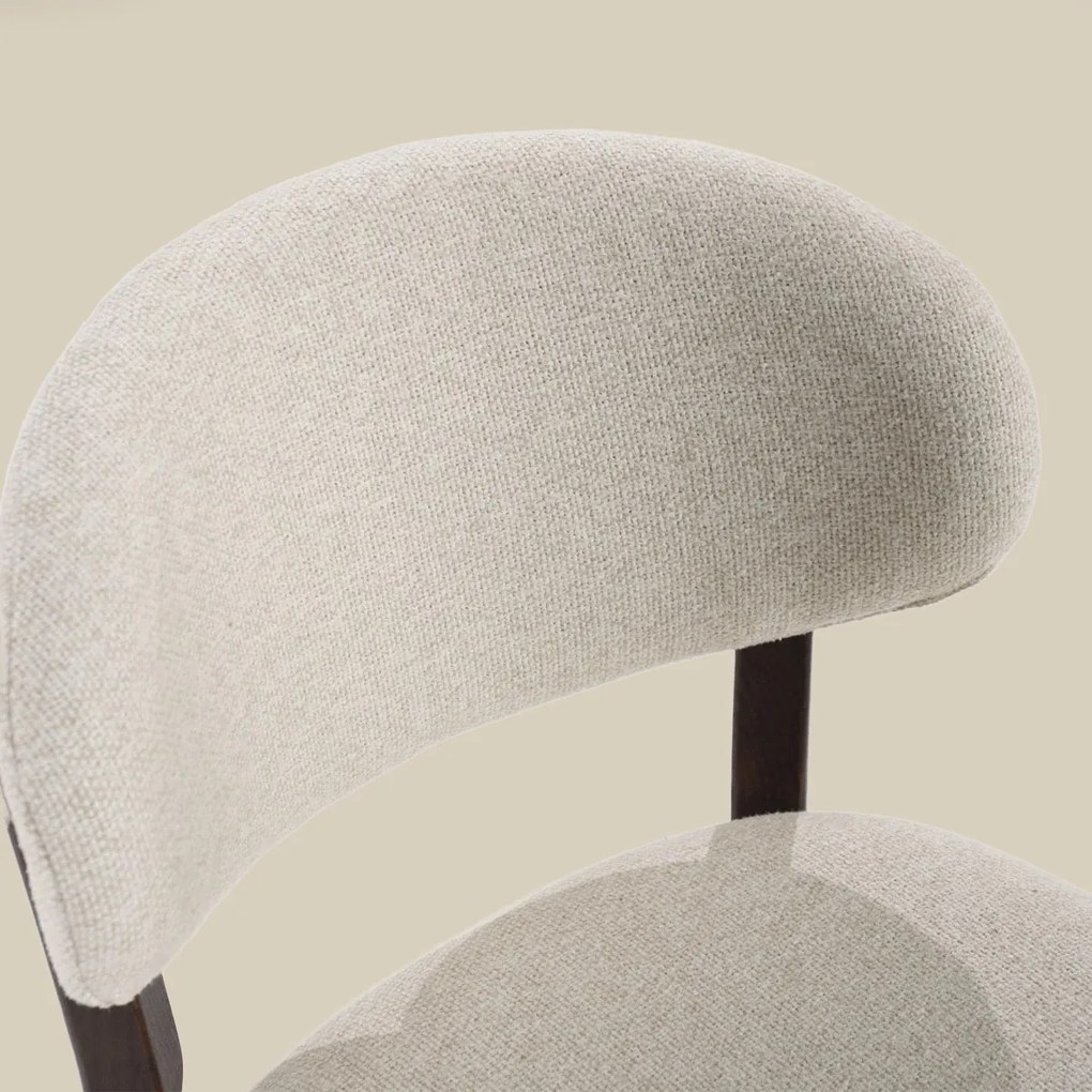 Luxe Barstoel Walnoot En Beige Stof
