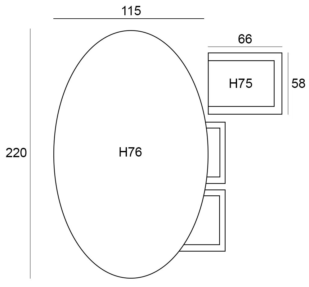 Garden Impressions Alora tuinset 7-delig - Tamako tuintafel ovaal 220x115 cm