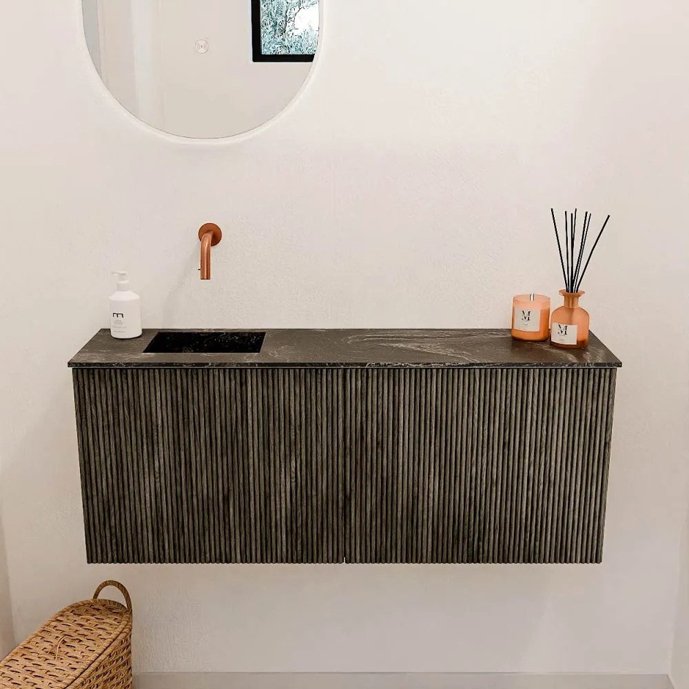 Mondiaz Joya DLux 100cm toiletmeubel shadow met wastafel faye links zonder kraangat lava
