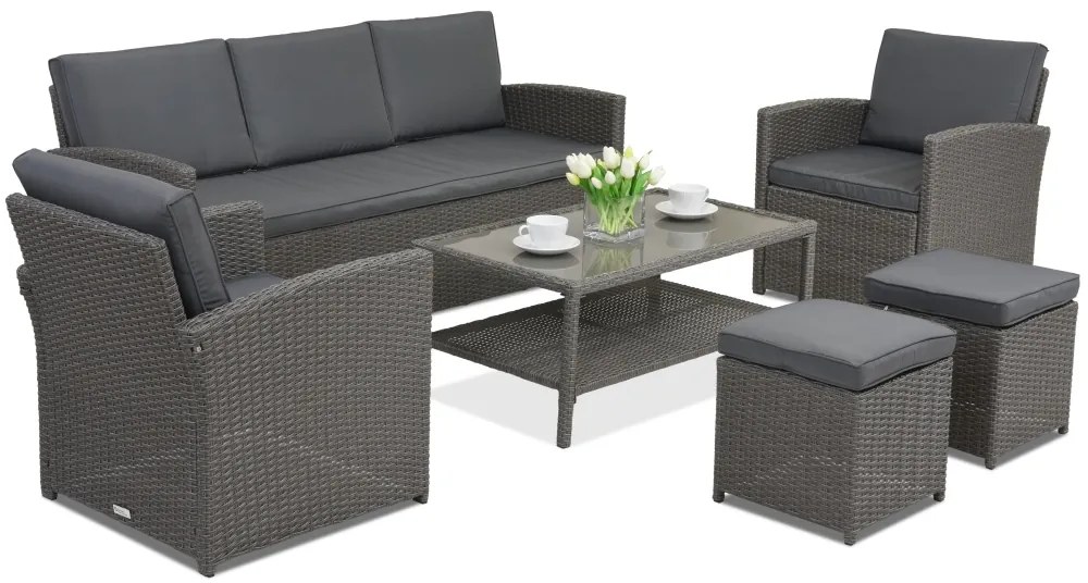 Tuinmeubelen Monaco Coffee 5 + 2 krukken Garden Point antraciet