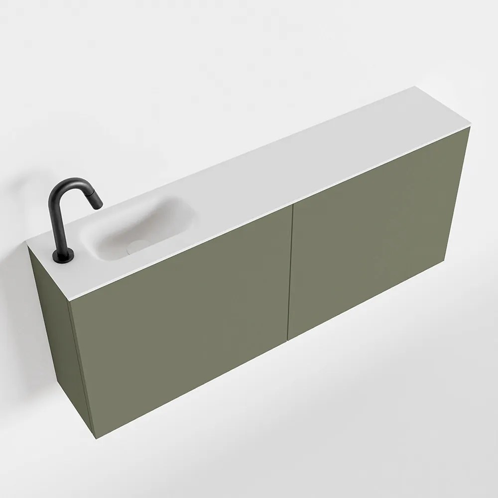 Zaro Polly toiletmeubel 120cm army met witte wastafel met kraangat links