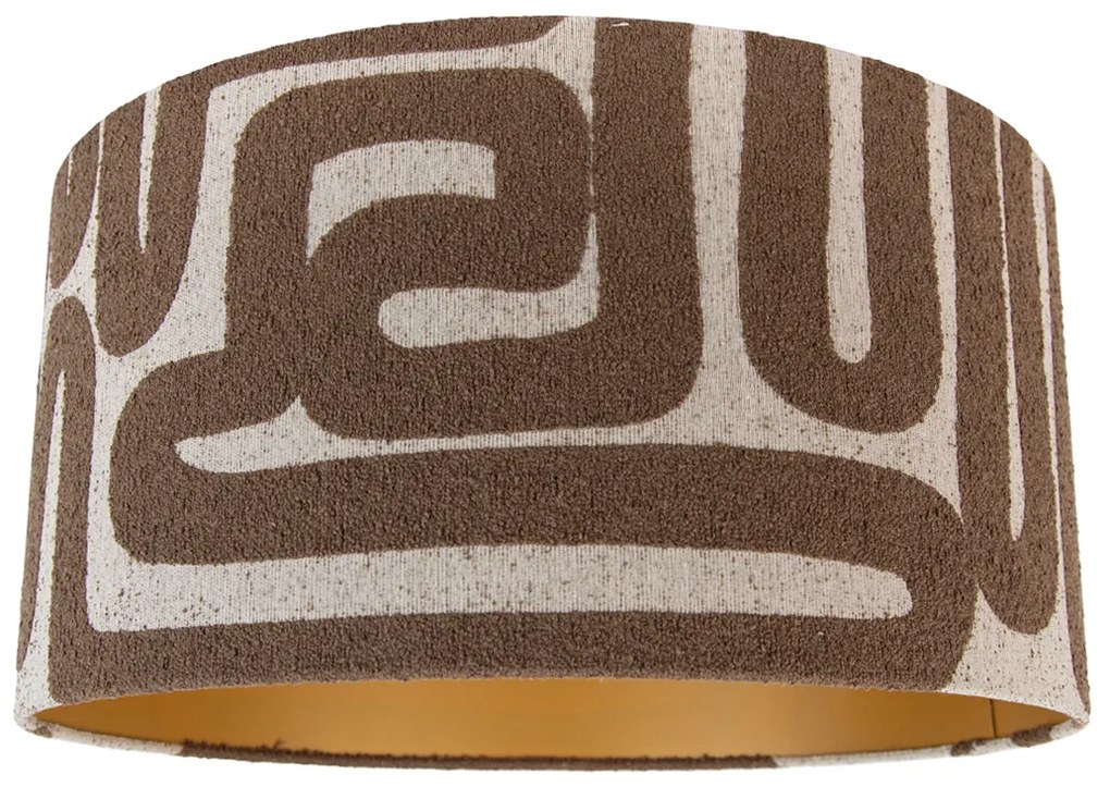 Stoffen lampenkap bruin met beige 50/50/25 Modern cilinder / rond rond