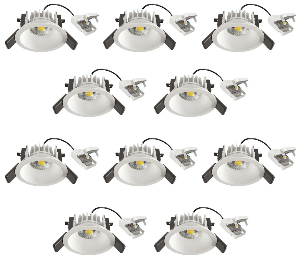 Set van 10 Ivar Inbouwspot Wit