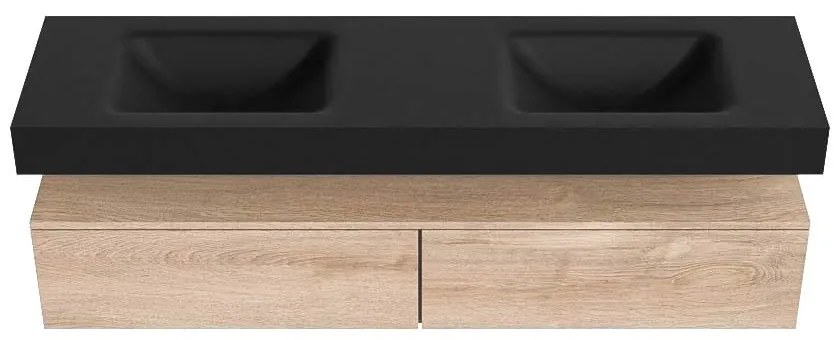 Zaro Alan badmeubel 170cm washed oak 2 lades met vrijhangende wastafel cloud dubbel 2 kraangaten urban