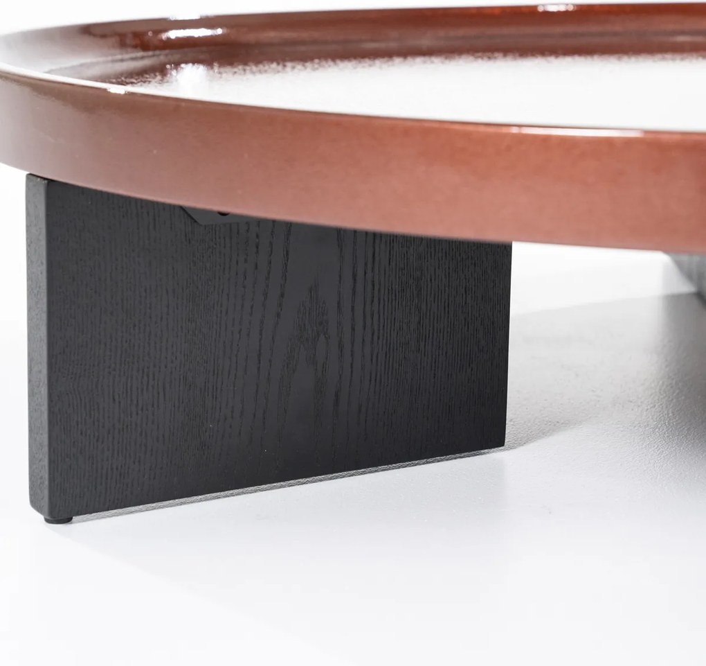 Ronde Salontafel Rood Glazuur 120 Cm - 120 X 120cm.