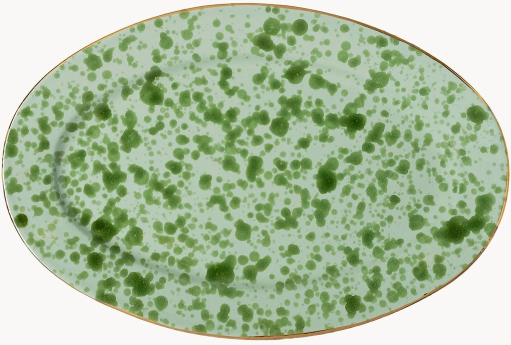 Handgemaakte keramische ovale serveerplateau Pois