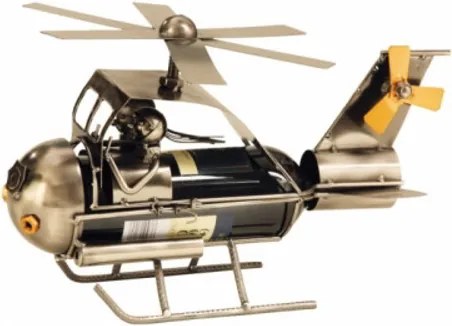 Metalen wijnfles houder Helikopter 35 x 25 x 22 cm