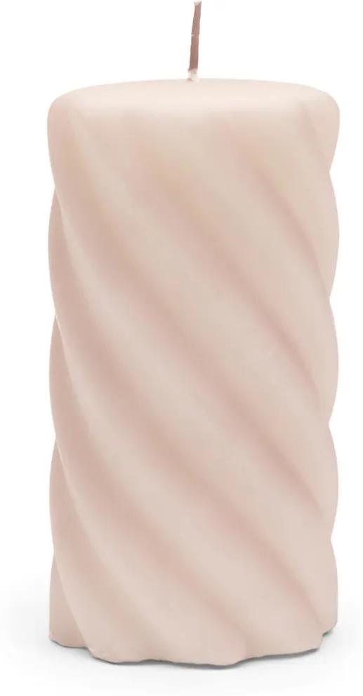 Rivièra Maison - Twisted Velvet Pillar Candle flax 8x15 - Kleur: roze